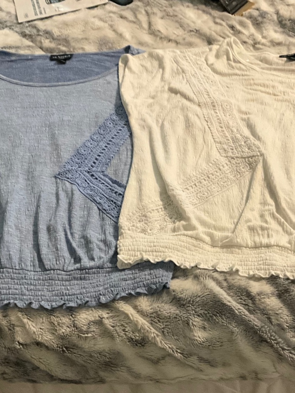 TWO  I.N. Studio tops, blue and white, plus size 1X